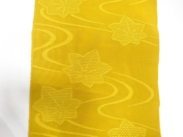  紗　流水に楓模様織り出し　名古屋帯